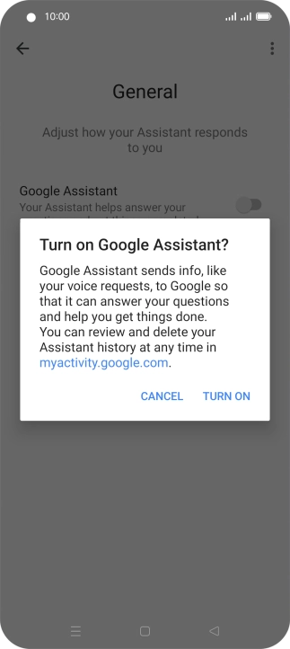 If you turn on the function, press TURN ON.