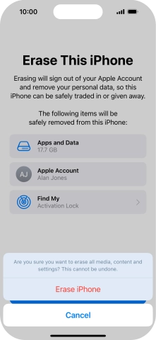 Press Erase iPhone.