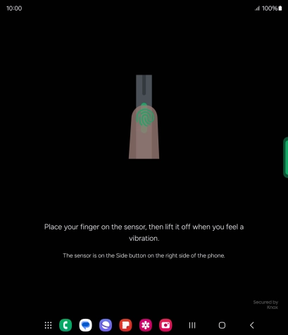 Follow the instructions on the screen to create the phone lock code using your fingerprint.