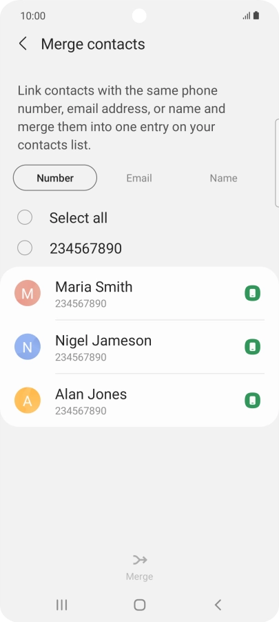 Press the field next to the required number. Press the field next to the required number.