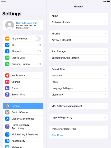 Press Sign in to your iPad.