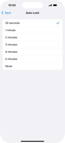 Press the required setting.