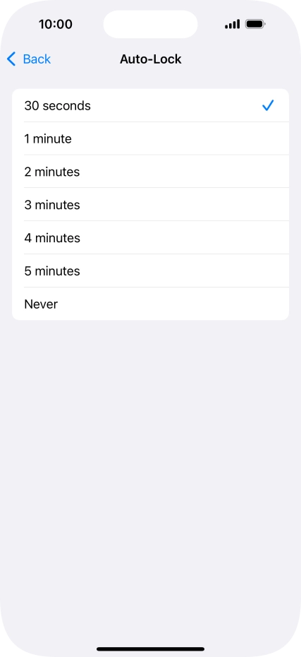 Press the required setting.