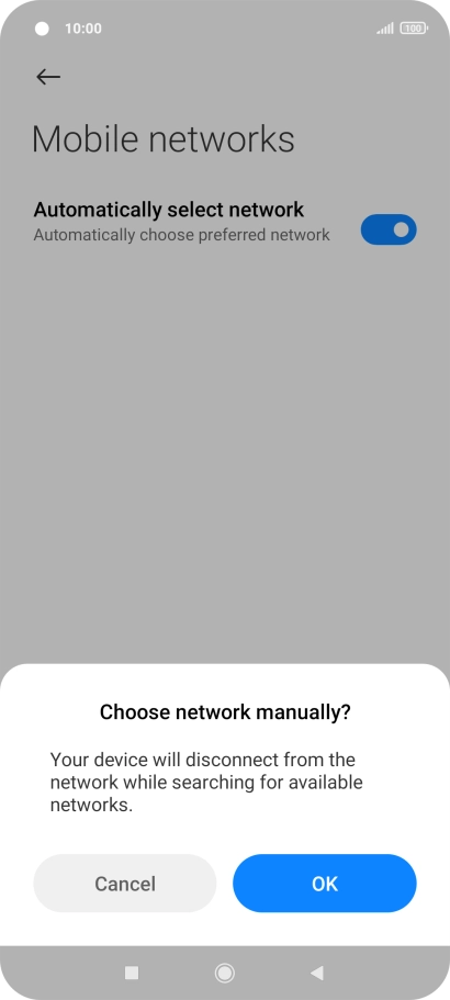 Press OK and your phone will search for networks.