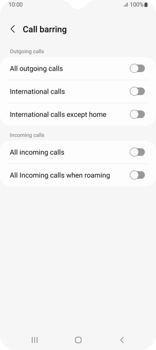 Press the required setting to turn the function on or off. Press the required setting to turn the function on or off.