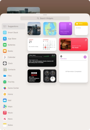 Press the required widget.