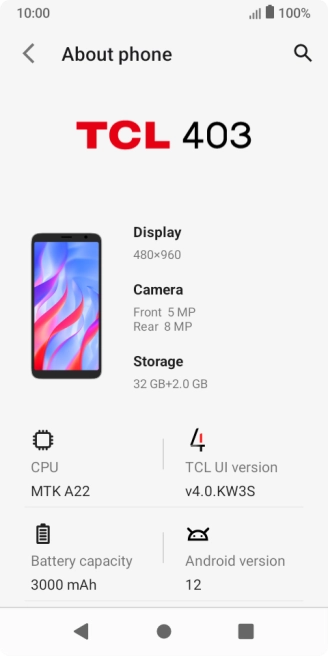 Your phone's software version is displayed below Android version.