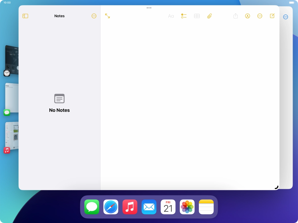 Press the required application in Dock and drag it to the required location on the screen.