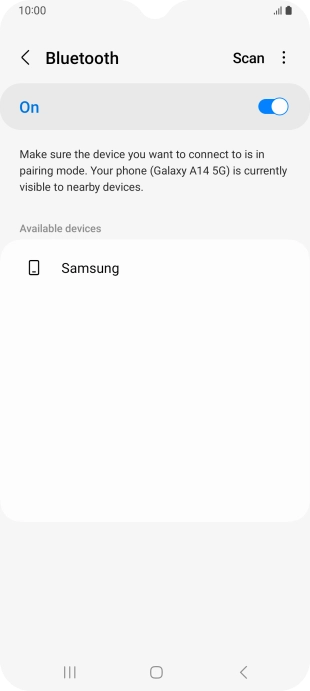 Press the required Bluetooth device and follow the instructions on the screen to pair the device with your phone. Press the required Bluetooth device and follow the instructions on the screen to pair the device with your phone.