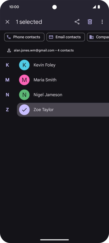 Press the required contact.