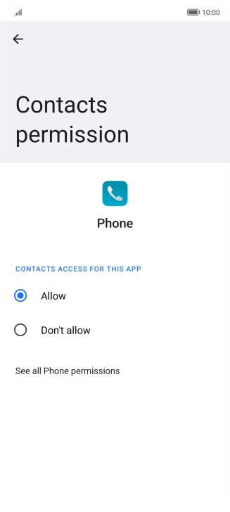 Press the required setting.