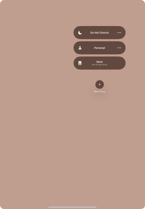 Press the required focus mode to activate or deactivate it immediately.
