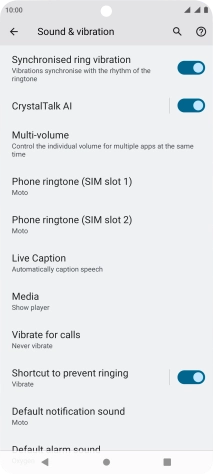 Press Phone ringtone (‹SIM› slot).