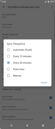 Press the required setting.