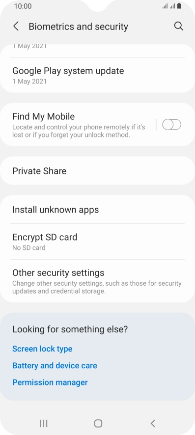 Press Other security settings. Press Other security settings.