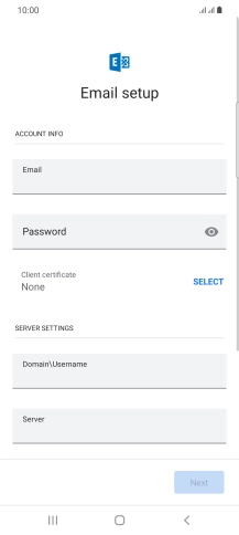 Press Password and key in the password for your email account.