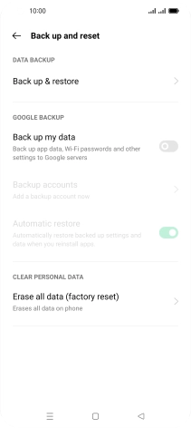 Press Erase all data (factory reset). Press Erase all data (factory reset).