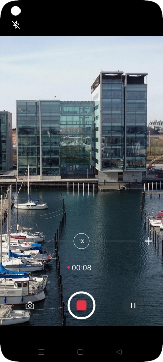 Press the stop icon to stop recording. Press the stop icon to stop recording.