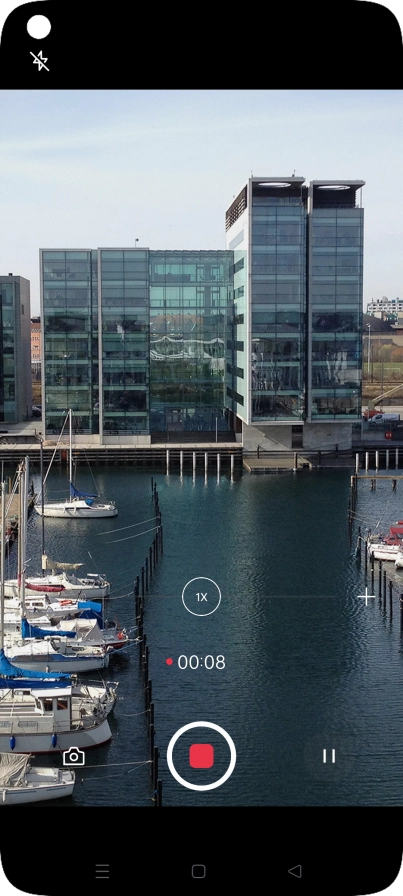 Press the stop icon to stop recording. Press the stop icon to stop recording.