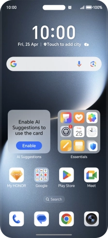 The alarm icon shows that the alarm is set.