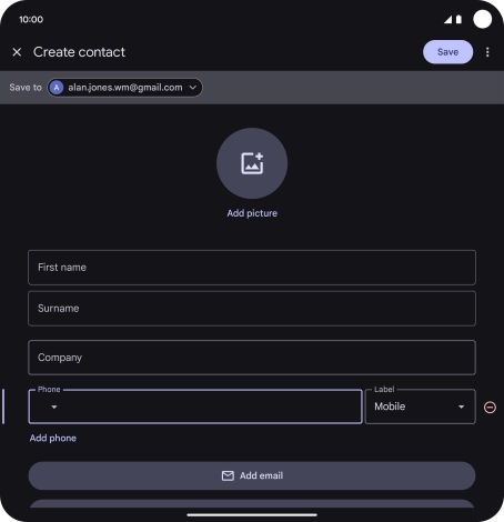 Press the address book drop down list.