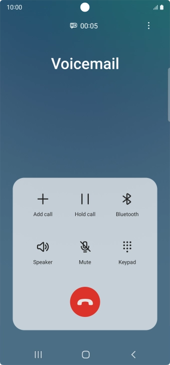 Press the end call icon.