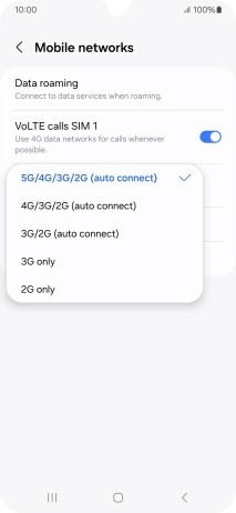 Press the required network mode. Press the required network mode.