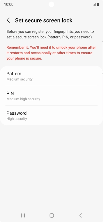 Press the required phone lock code and follow the instructions on the screen to create an additional phone lock code.