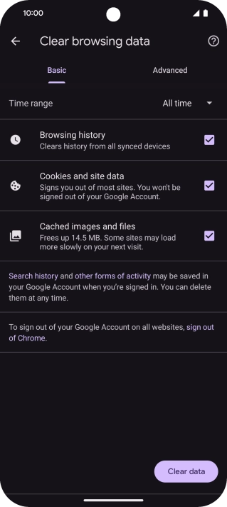 Press the fields next to the required data types.