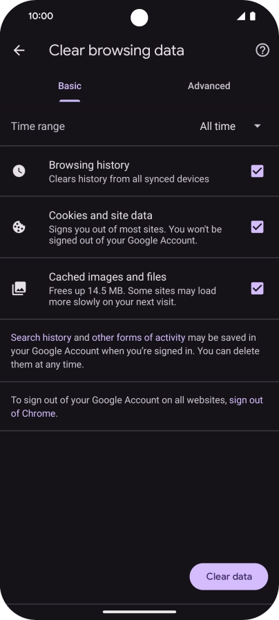 Press the fields next to the required data types.