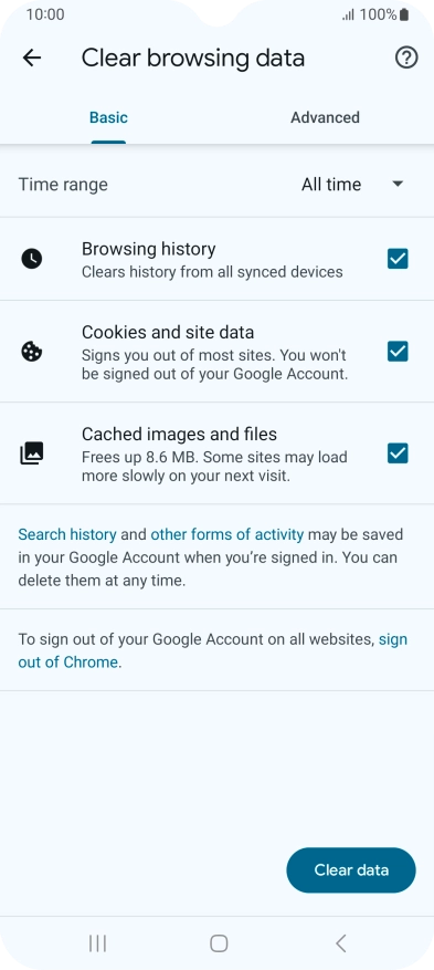 Press the fields next to the required data types. Press the fields next to the required data types.