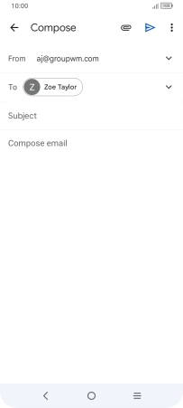 Press Subject and key in the subject for the email message.