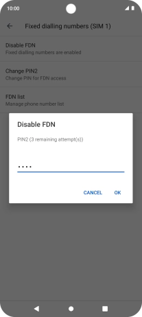 Key in your PIN2 and press OK. The default PIN2 is 1111.