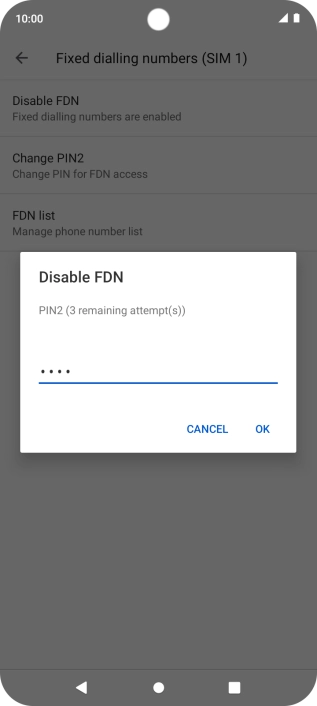 Key in your PIN2 and press OK. The default PIN2 is 1111.
