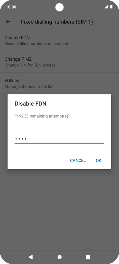 Key in your PIN2 and press OK. The default PIN2 is 1111.