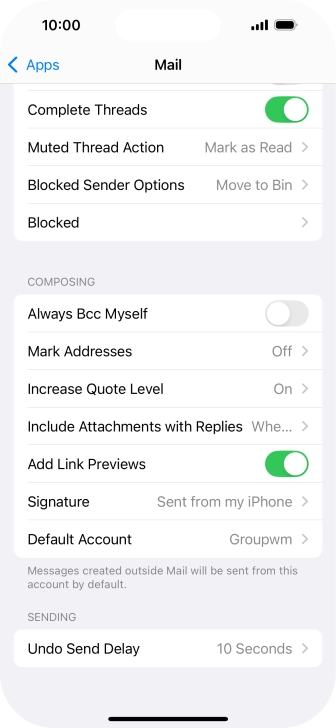 Press Default Account.
