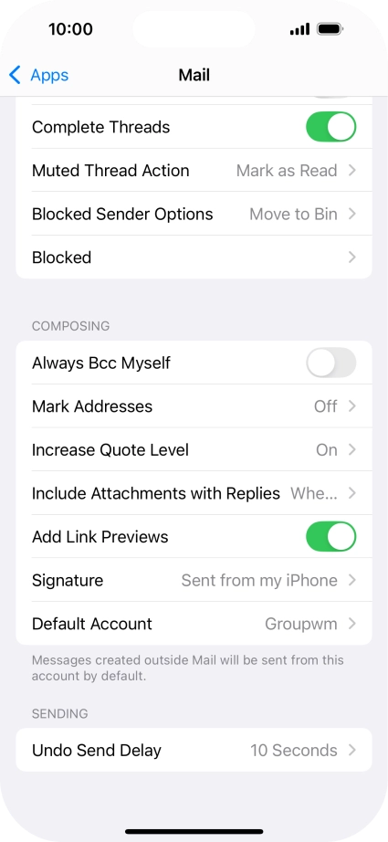 Press Default Account.