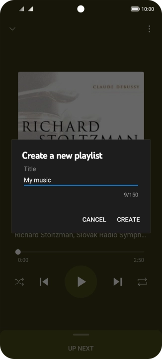 Key in a name for the playlist and press CREATE.