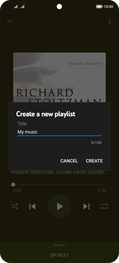 Key in a name for the playlist and press CREATE.