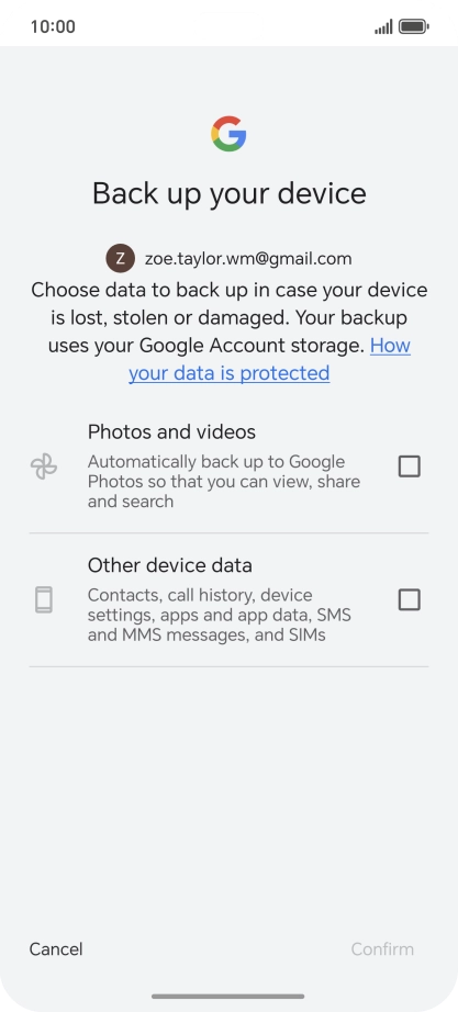 Press the fields next to the required data types to select them.