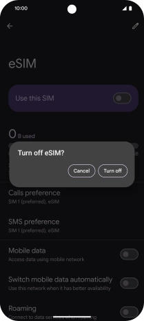 If you turn off use of the price plan, press Turn off.