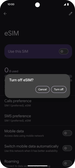 If you turn off use of the price plan, press Turn off.
