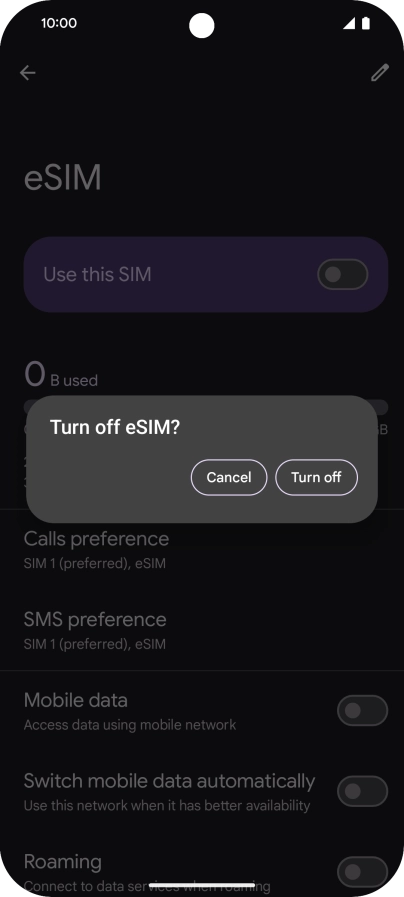 If you turn off use of the price plan, press Turn off.
