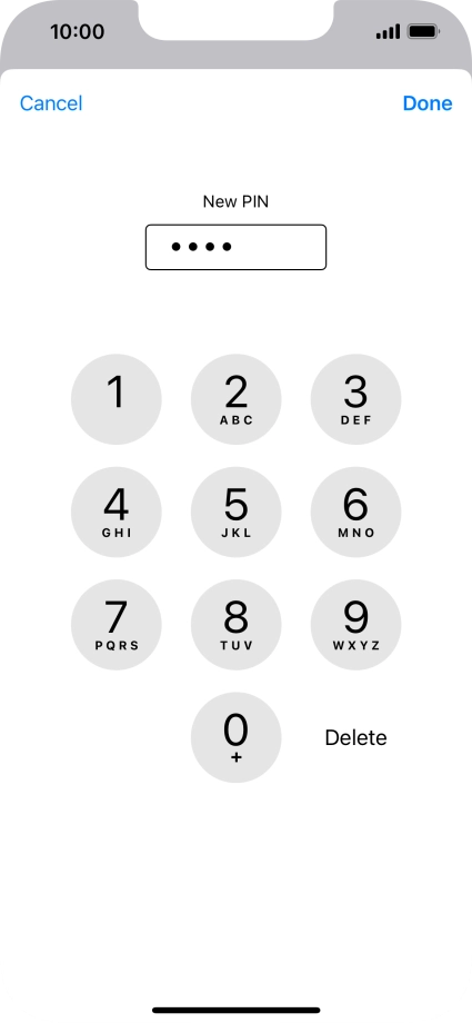 Key in a new four-digit PIN and press Done.