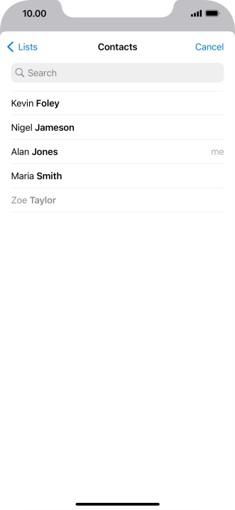 Press the required contact.