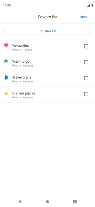 If you select New list, follow the instructions on the screen to create a new list.