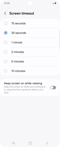 Press the required setting.
