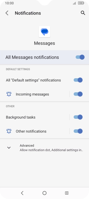 Press the indicator next to 