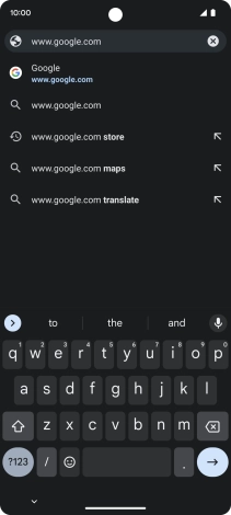 Key in the address of the required web page and press arrow right.