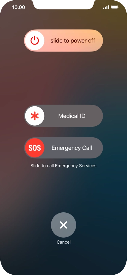 Press and drag the power off icon right.